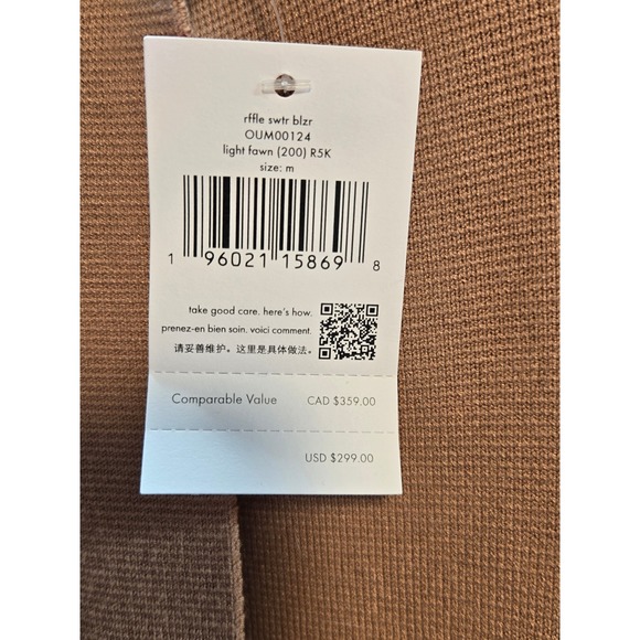 Kate Spade New York Ruffle Sweater Blazer Light Fawn OUM00124 Tan Cardigan M - Picture 5 of 6